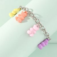 Retro Thick Chain Candy Color Resin Bear Bracelet Wholesale Nihaojewelry main image 5
