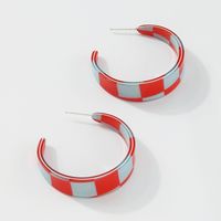 Retro Resin C-type Contrast Color Lattice Earrings Wholesale Nihaojewelry main image 5