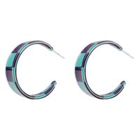 Retro Resin C-type Contrast Color Lattice Earrings Wholesale Nihaojewelry main image 6