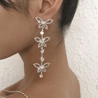 Fashion Full Diamond Long Butterfly Sparkling Earrings Wholesale Nihaojewelry main image 3