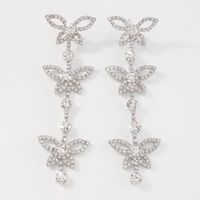 Fashion Full Diamond Long Butterfly Sparkling Earrings Wholesale Nihaojewelry main image 4