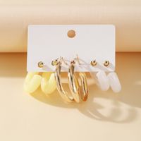 White Cream Yellow Acetate Earrings Set 3 Pairs Wholesale Nihaojewelry main image 3