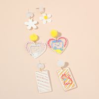 Fashion Cute Acrylic Coloful Puppy Heart Flower Earrings Set 3 Pairs Wholesale Nihaojewelry sku image 1