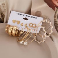 Creative Simple Pearl Butterfly Chain Hoop Earring 9 Piece Set Wholesale Nihaojewelry main image 4