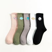 New Style Embroidery Planet Mid-tube Candy Color Socks Wholesale Nihaojewelry main image 1