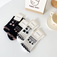New Thin Breathable Mesh Black And White Flower Socks Wholesale Nihaojewelry main image 1