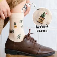 Korean Style Plant Embroidery Pure Cotton Medium Tube Socks Wholesale Nihaojewelry main image 4