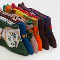 Fashion Contrast Color Art Printing Mid-tube Cotton Socks Wholesale Nihaojewelry main image 4