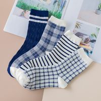 Fashion Blue Plaid Middle Tube Socks Wholesale Nihaojewelry main image 4