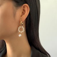 Ethnic Geometric Imitation Pearl Asymmetric Earrings Wholesale Nihaojewelry main image 4