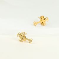 Cross Golden Stainless Steel Stud Earrings Wholesale Nihaojewelry main image 5