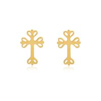 Cross Golden Stainless Steel Stud Earrings Wholesale Nihaojewelry main image 6