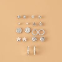 Nuevos Círculos De Diamantes, Pendientes De Estrella De Cinco Puntas, Conjunto Al Por Mayor Nihaojewelry sku image 1
