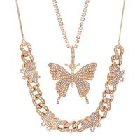 Retro Fashion Butterfly Multi-layer Inlaid Rhinestone Necklace Wholesale Nihaojewelry sku image 1