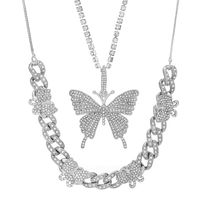 Retro Fashion Butterfly Multi-layer Inlaid Rhinestone Necklace Wholesale Nihaojewelry sku image 2