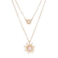 New Retro Sun Multi-layer Inlaid Opal Necklace Wholesale Nihaojewelry sku image 1