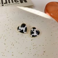 Heart Checkerboard Drop Oil Stud Earrings Wholesale Nihaojewelry sku image 3