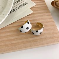 Checkerboard Polka Dot C-shaped Stud Earrings Wholesale Nihaojewelry sku image 1