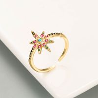 Fashion Geometric Copper Inlaid Color Zircon Open Ring Wholesale Nihaojewelry sku image 2