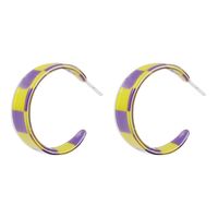 Retro Resin C-type Contrast Color Lattice Earrings Wholesale Nihaojewelry sku image 1