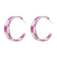 Retro Resin C-type Contrast Color Lattice Earrings Wholesale Nihaojewelry sku image 3