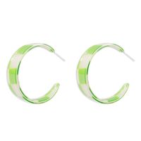Retro Resin C-type Contrast Color Lattice Earrings Wholesale Nihaojewelry sku image 4