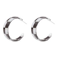 Retro Resin C-type Contrast Color Lattice Earrings Wholesale Nihaojewelry sku image 5