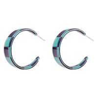 Boucles D&#39;oreilles En Treillis De Couleur Contrastée De Type C En Résine Rétro En Gros Nihaojewelry sku image 6