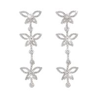 Fashion Full Diamond Long Butterfly Sparkling Earrings Wholesale Nihaojewelry sku image 1