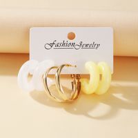 White Cream Yellow Acetate Earrings Set 3 Pairs Wholesale Nihaojewelry sku image 1