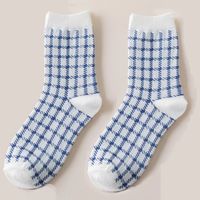 Fashion Blue Plaid Middle Tube Socks Wholesale Nihaojewelry sku image 1