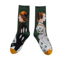 Fashion Contrast Color Art Printing Mid-tube Cotton Socks Wholesale Nihaojewelry sku image 1