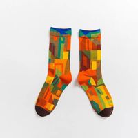 Fashion Contrast Color Art Printing Mid-tube Cotton Socks Wholesale Nihaojewelry sku image 3