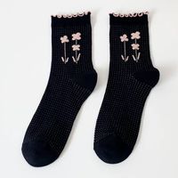 New Thin Breathable Mesh Black And White Flower Socks Wholesale Nihaojewelry sku image 3