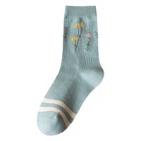 Korean Style Plant Embroidery Pure Cotton Medium Tube Socks Wholesale Nihaojewelry sku image 3