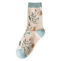 Korean Style Plant Embroidery Pure Cotton Medium Tube Socks Wholesale Nihaojewelry sku image 1