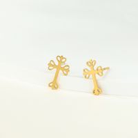 Cross Golden Stainless Steel Stud Earrings Wholesale Nihaojewelry sku image 1