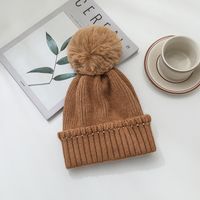 Ruffled Rabbit Fur Solid Color Knit Hat Wholesale Nihaojewelry sku image 2