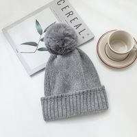 Ruffled Rabbit Fur Solid Color Knit Hat Wholesale Nihaojewelry sku image 8