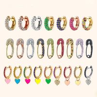 Fashion Heart Plating Inlaid Shell Copper Earrings sku image 6