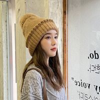 Ruffled Rabbit Fur Solid Color Knit Hat Wholesale Nihaojewelry main image 3