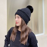 Ruffled Rabbit Fur Solid Color Knit Hat Wholesale Nihaojewelry main image 4