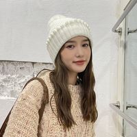 Ruffled Rabbit Fur Solid Color Knit Hat Wholesale Nihaojewelry main image 5