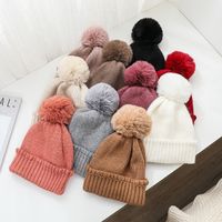 Ruffled Rabbit Fur Solid Color Knit Hat Wholesale Nihaojewelry main image 6
