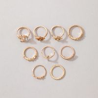 Golden Crown Flower Rhinestone Ring Nine-piece Set Wholesale Nihaojewelry main image 3