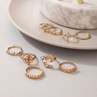 Golden Crown Flower Rhinestone Ring Nine-piece Set Wholesale Nihaojewelry main image 5