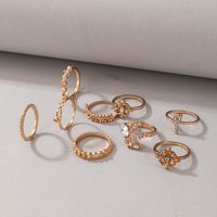 Golden Crown Flower Rhinestone Ring Nine-piece Set Wholesale Nihaojewelry main image 6