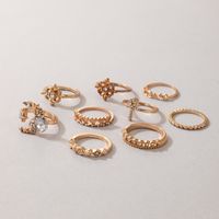 Golden Crown Flower Rhinestone Ring Nine-piece Set Wholesale Nihaojewelry main image 8