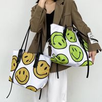 Korean Dongdaemun New Cute Fashion Smiley Canvas Women's Bag Printed Canvas Portable Shoulder Bag Large Tote Bag main image 1