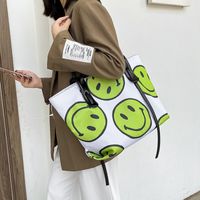 Korean Dongdaemun New Cute Fashion Smiley Canvas Women's Bag Printed Canvas Portable Shoulder Bag Large Tote Bag main image 5